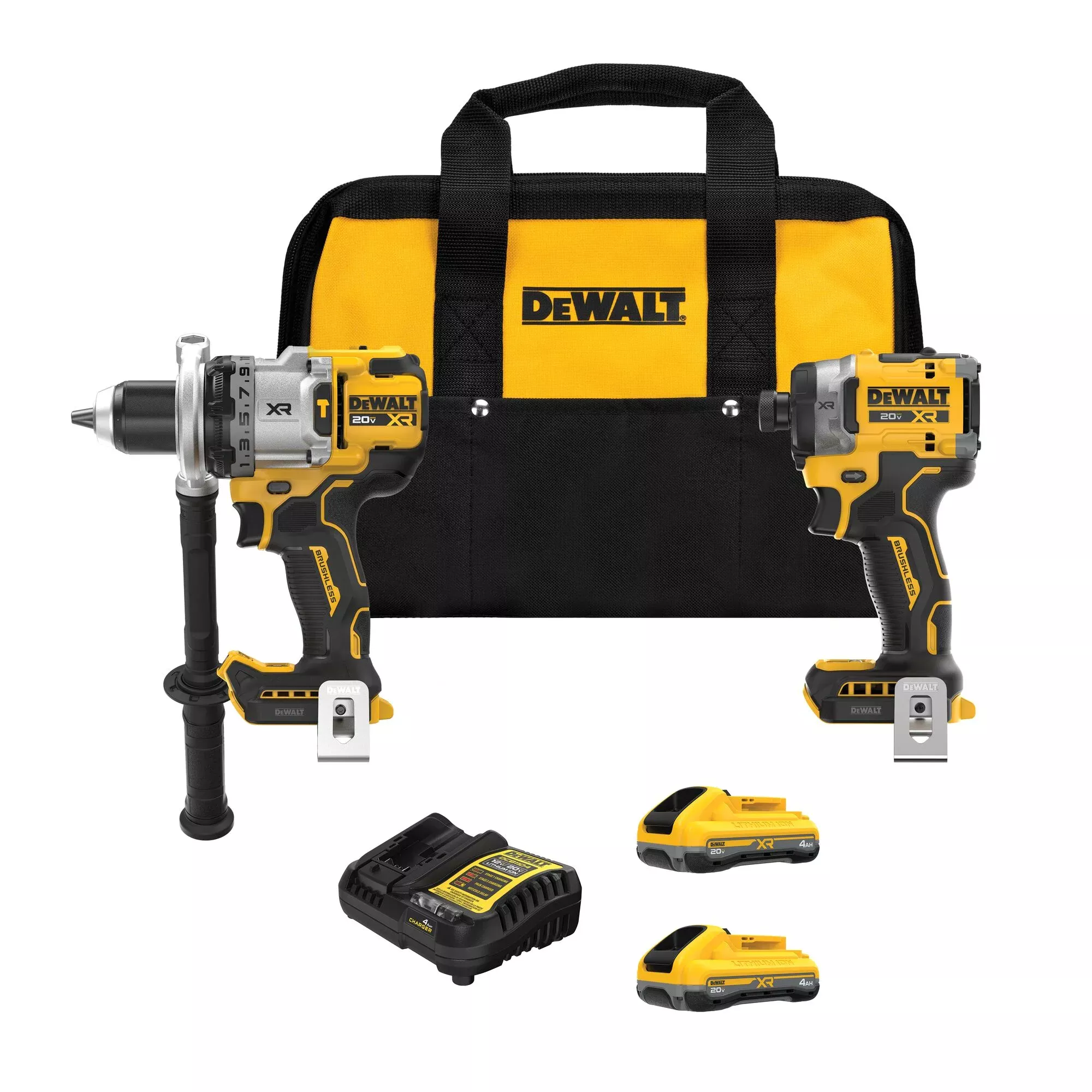 DeWalt 20V MAX* XR 1/2" 3-Speed Hammer Drill and High Torque 1/4" Impact Driver Combo Kit DCK2112QQ2