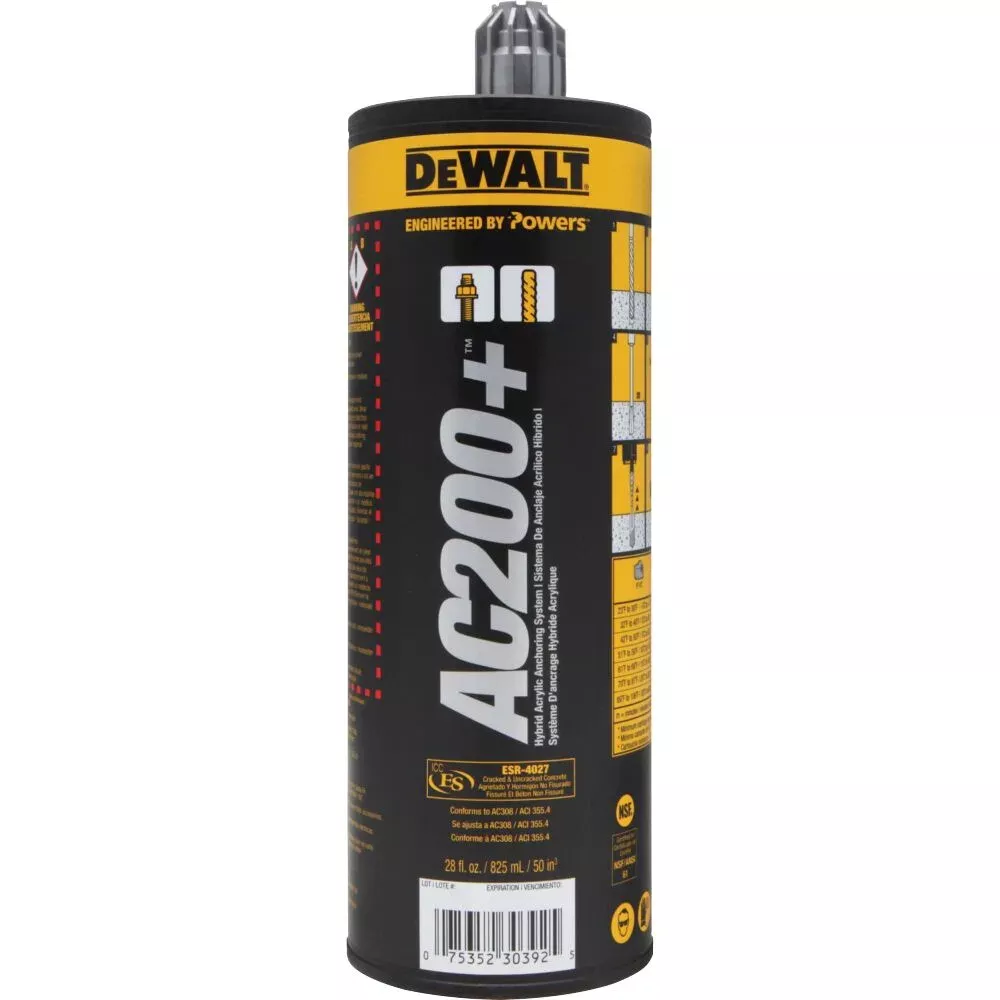 DeWalt 28 oz. AC200+™ Acrylic Injection Adhesive Anchoring System, Dual Cartridge PFC1271150