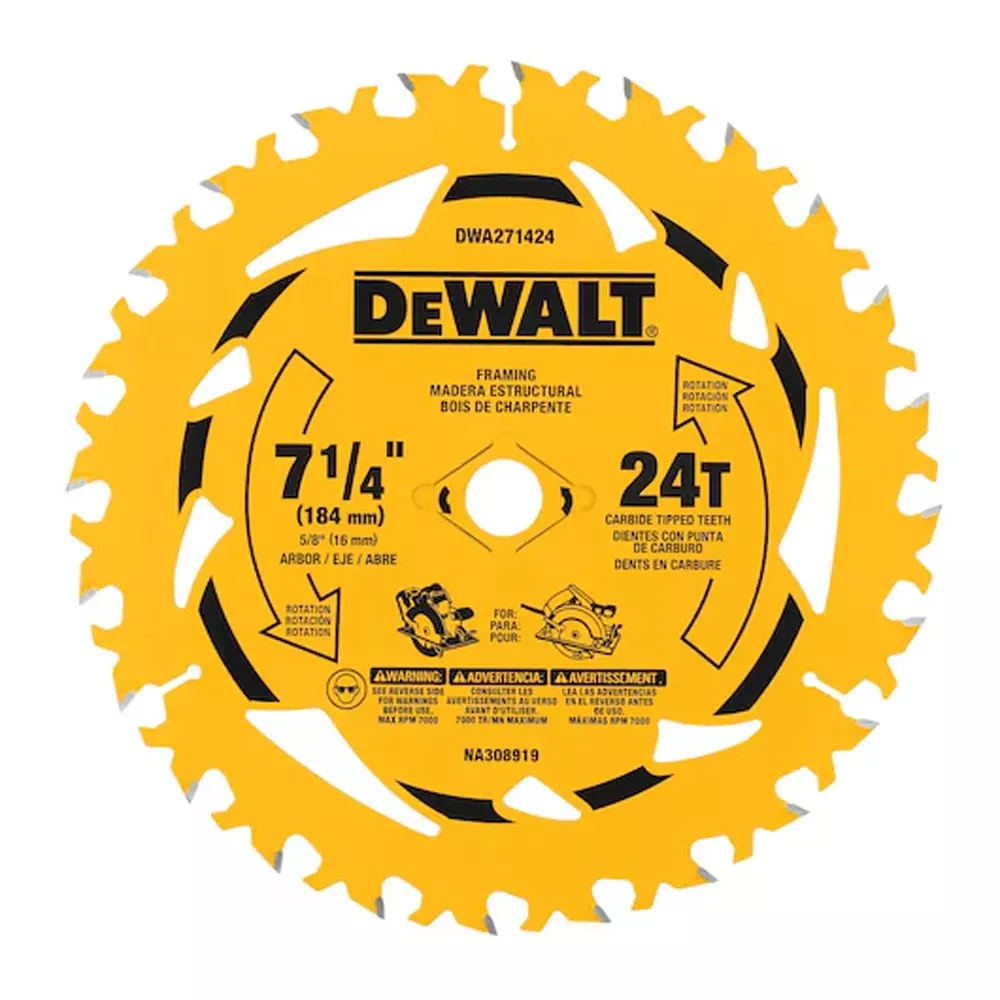 DeWalt 7-1/4" 24T Circular Saw Blade DWA271424B10