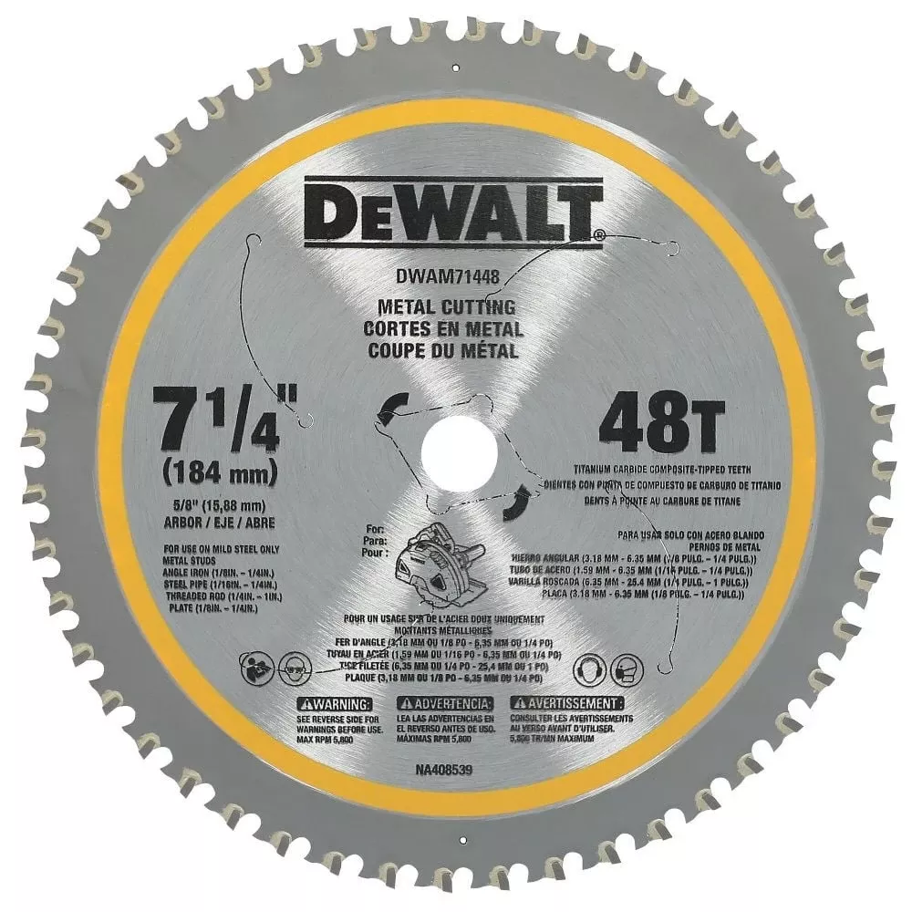 DeWalt 7-1/4" 48T Metal Cutting Saw Blade DWAM71448