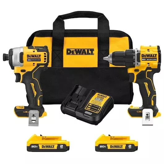 DEWALT ATOMIC 20V MAX Brushless Cordless 2-Tool Combo Kit with (2) 2.0Ah Batteries and Bag - DCK225D2