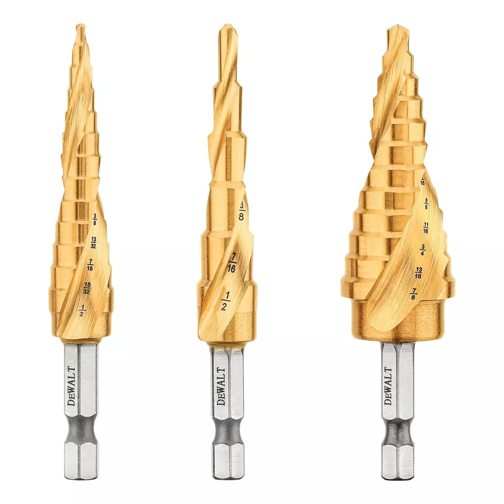 DeWalt Impact Ready Titanium Nitride Coating Step Drill Bit Set (3-Piece) DWA1790IR