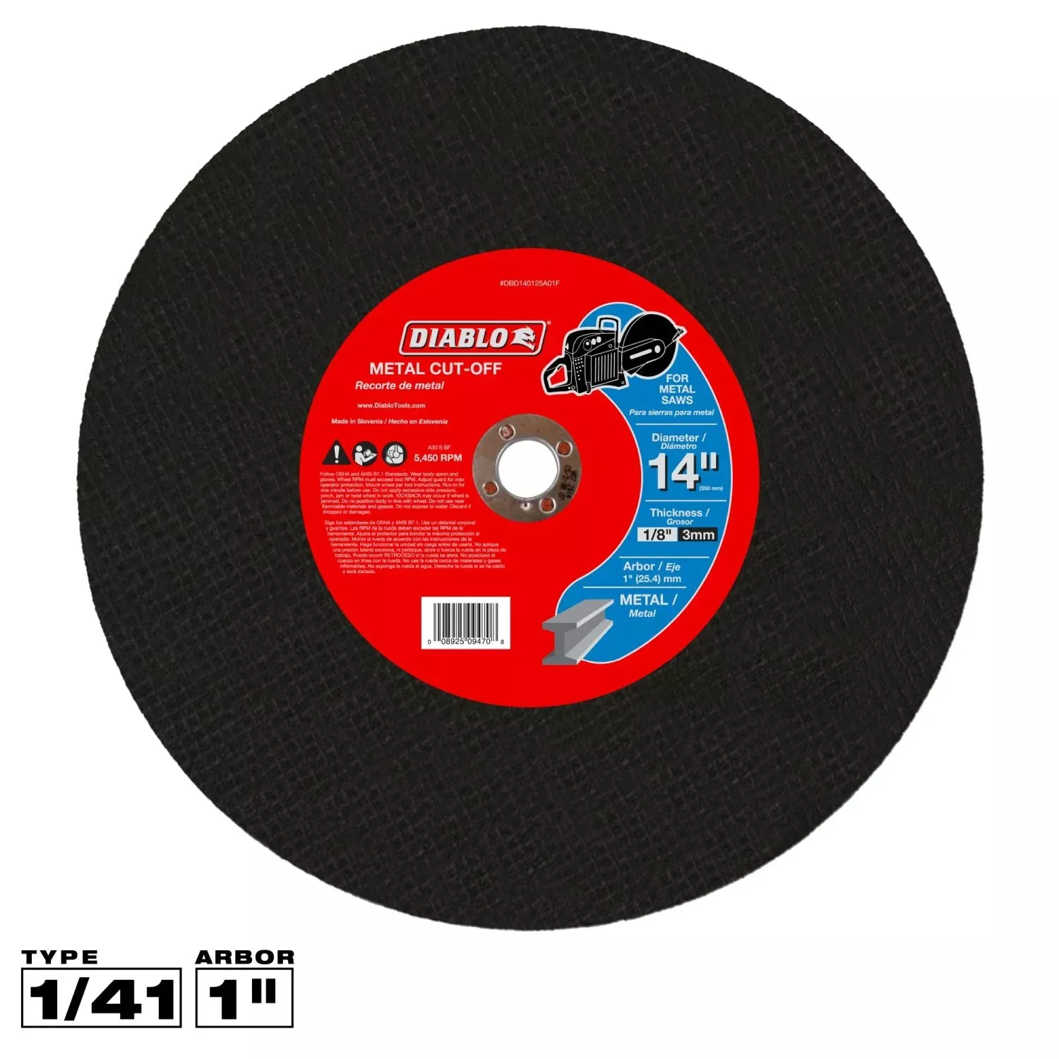 Diablo DBD140125A01F 14-in. Metal Cut-Off Disc