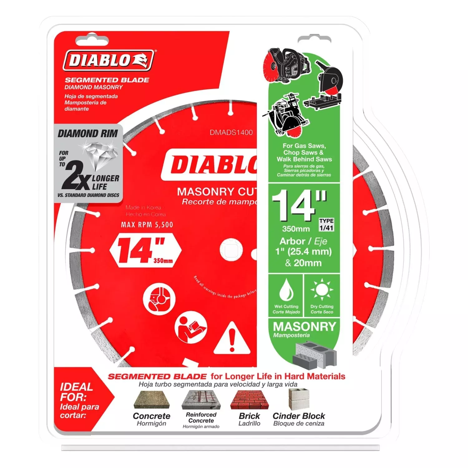 Diablo DMADS1400 14-in. Diamond Segmented Masonry Cut-Off Blade