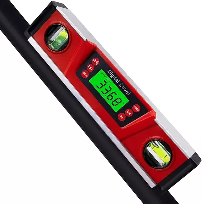 Digital Level and Protractor, 10 Inch IP54 Protected Electronic Bubble Inclinometer Angle Finder Gauge with Large LED Backlight Display & Magnetized V-Groove Base Carrying Bag Included (Blue)