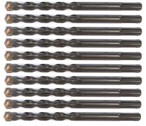 DrillForce 10pcs 7/16 inch x 6 inch SDS Plus Hammer Drill Bits, Rotary Hammer Drill Bits, Ideal for Drill Holes into Masonry, Concrete, Brick & Cinder Block.
