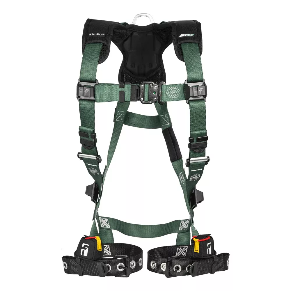 FallTech 1D Standard Non-Belted Full Body Harness, Tongue Buckle Leg Adjustment - Green, X-Small 1910XS