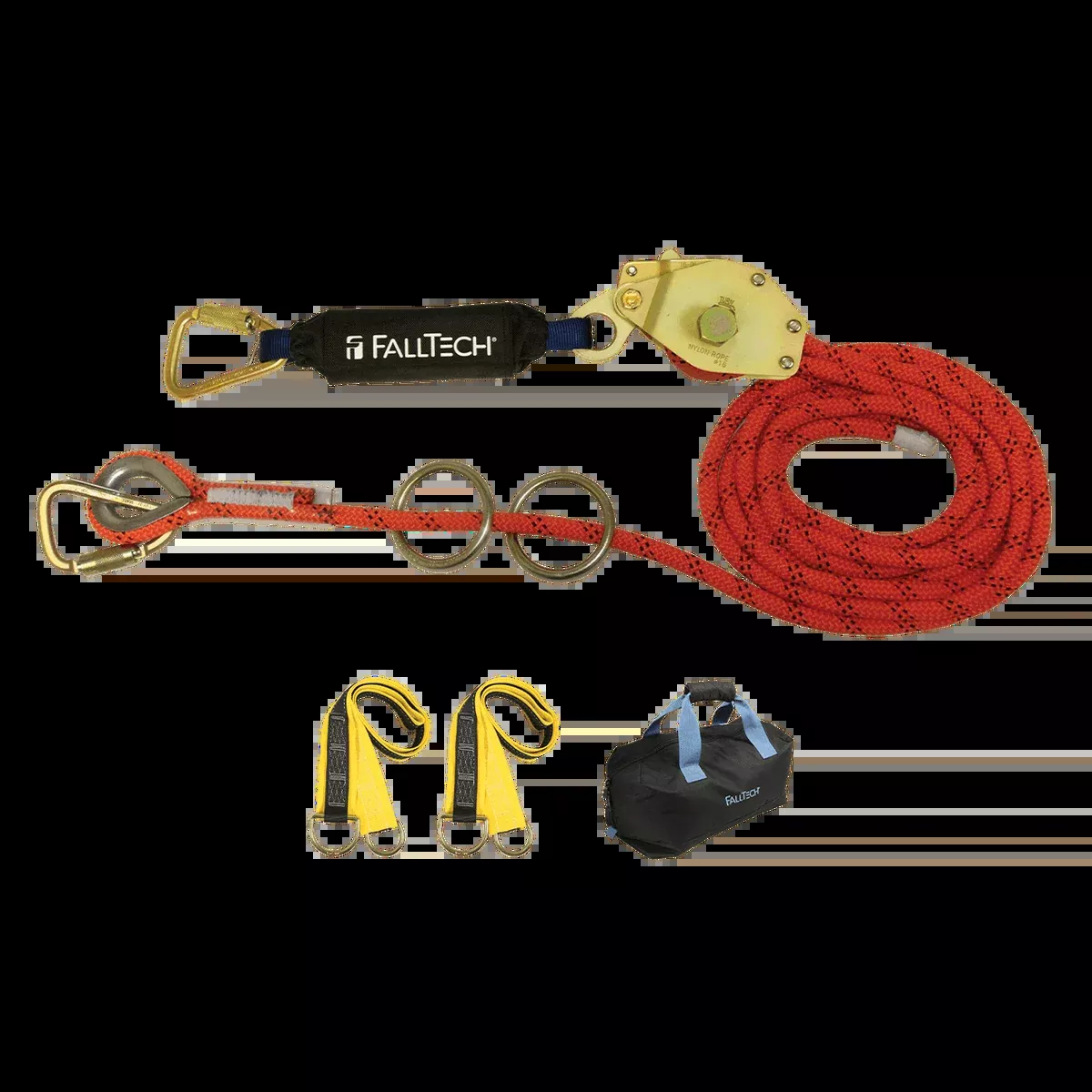 FALLTECH 60' Temporary Rope HLL System; 2-Person w/ Kernmantle Rope