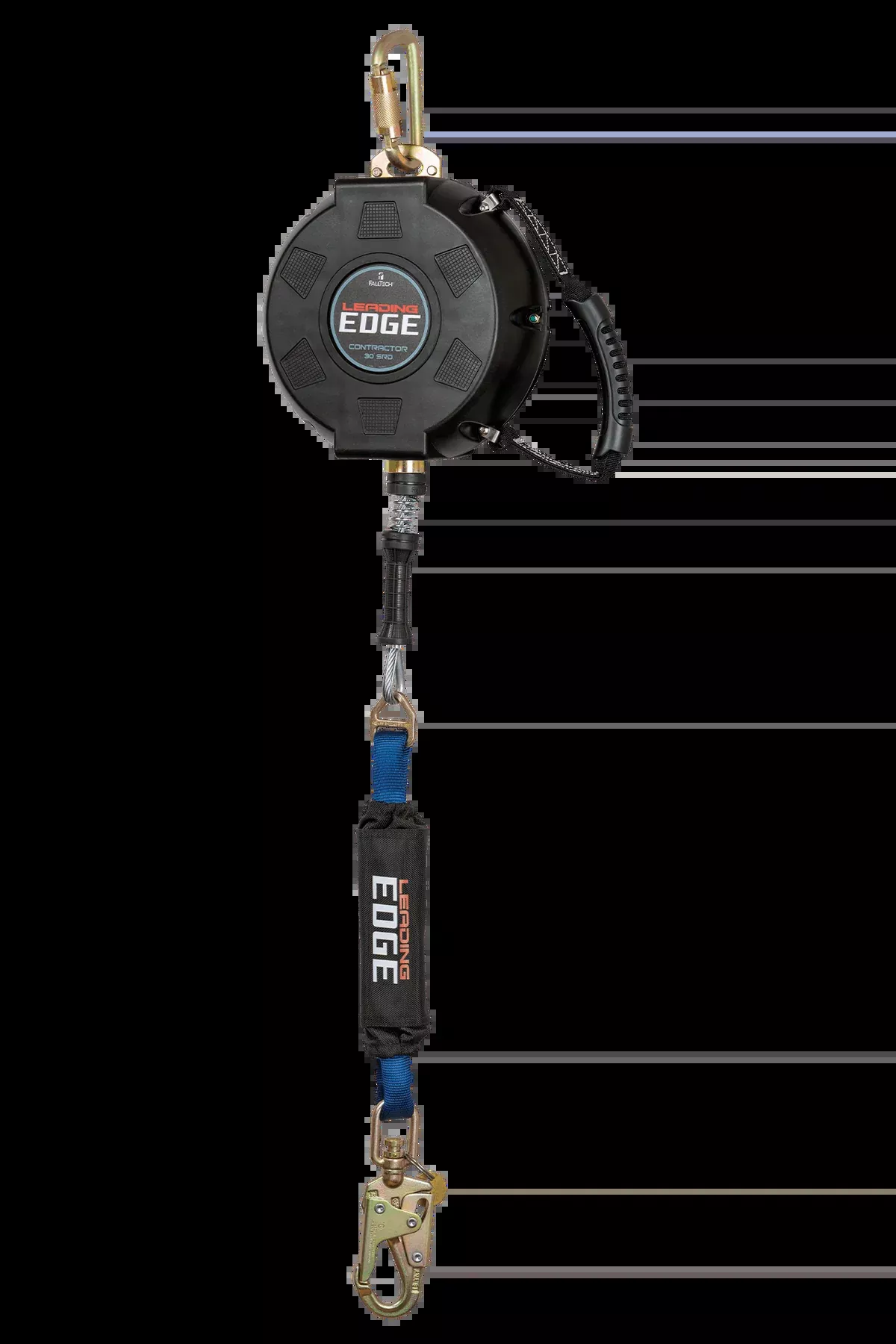 FALLTECH Contractor Leading Edge Class 2 SRL w/ 30' Galvanized Steel Cable & Anchorage Carabiner