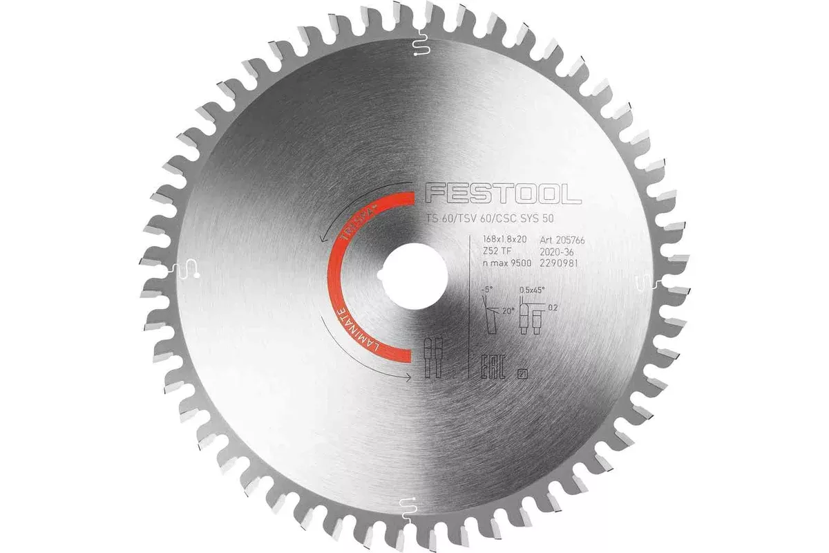 FESTOOL Saw Blade LAMINATE/HPL HW 168x1,8x20 TF52 L
