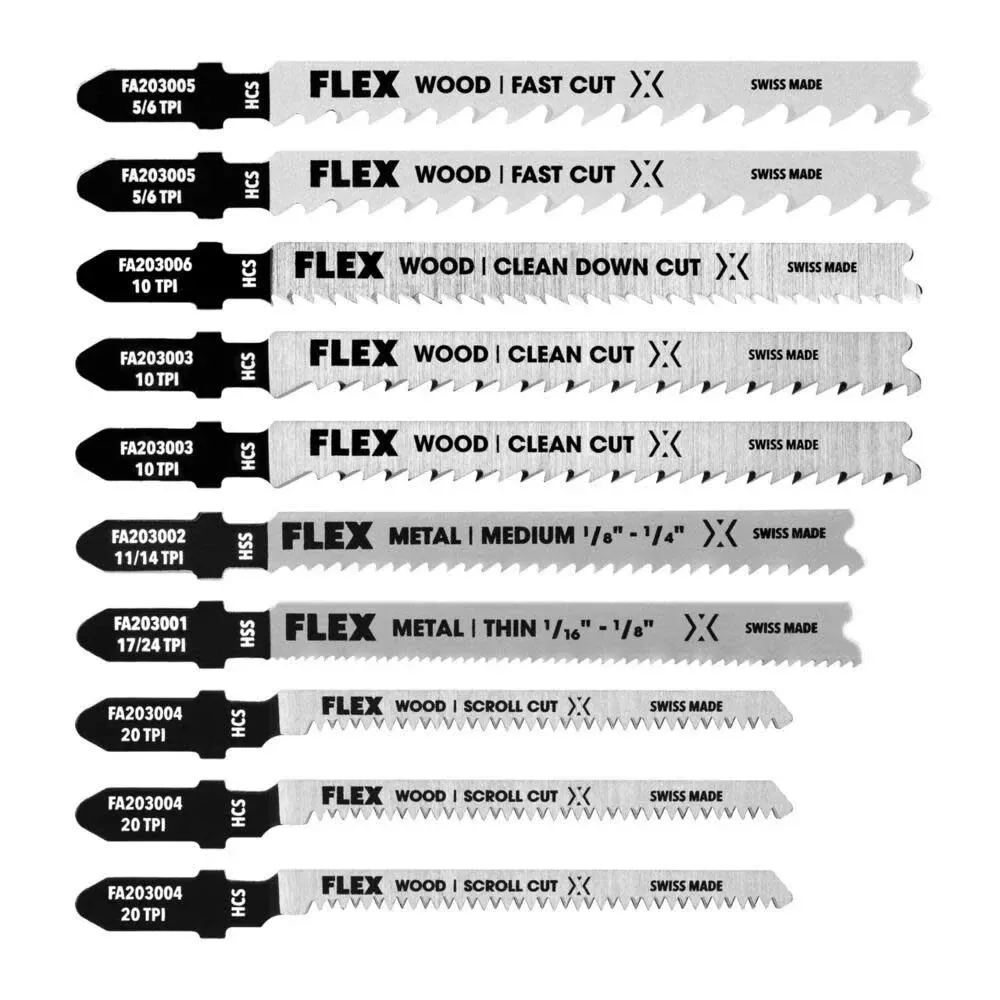 Flex 10 Piece Jigsaw Blade Kit FAM20301-10