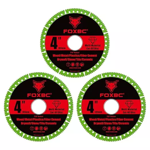 FOXBC 4 Inch Indestructible Multi-Material Cut Off Disc for Angle Grinders, 7/8" Arbor - 3 Pack