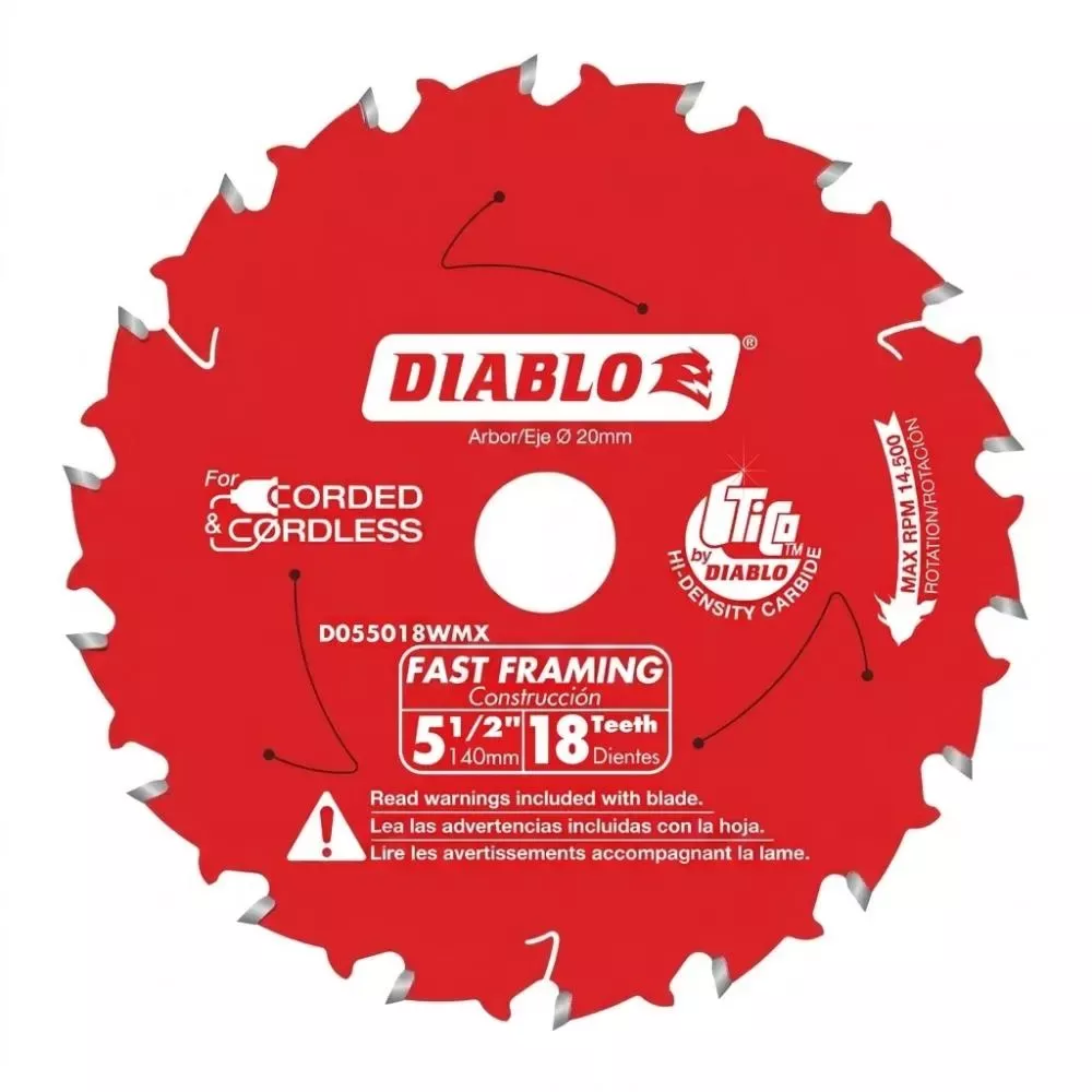 Freud Diablo 5-1/2" x 18-Teeth Fast Framing Saw Blade for Wood D055018WMX