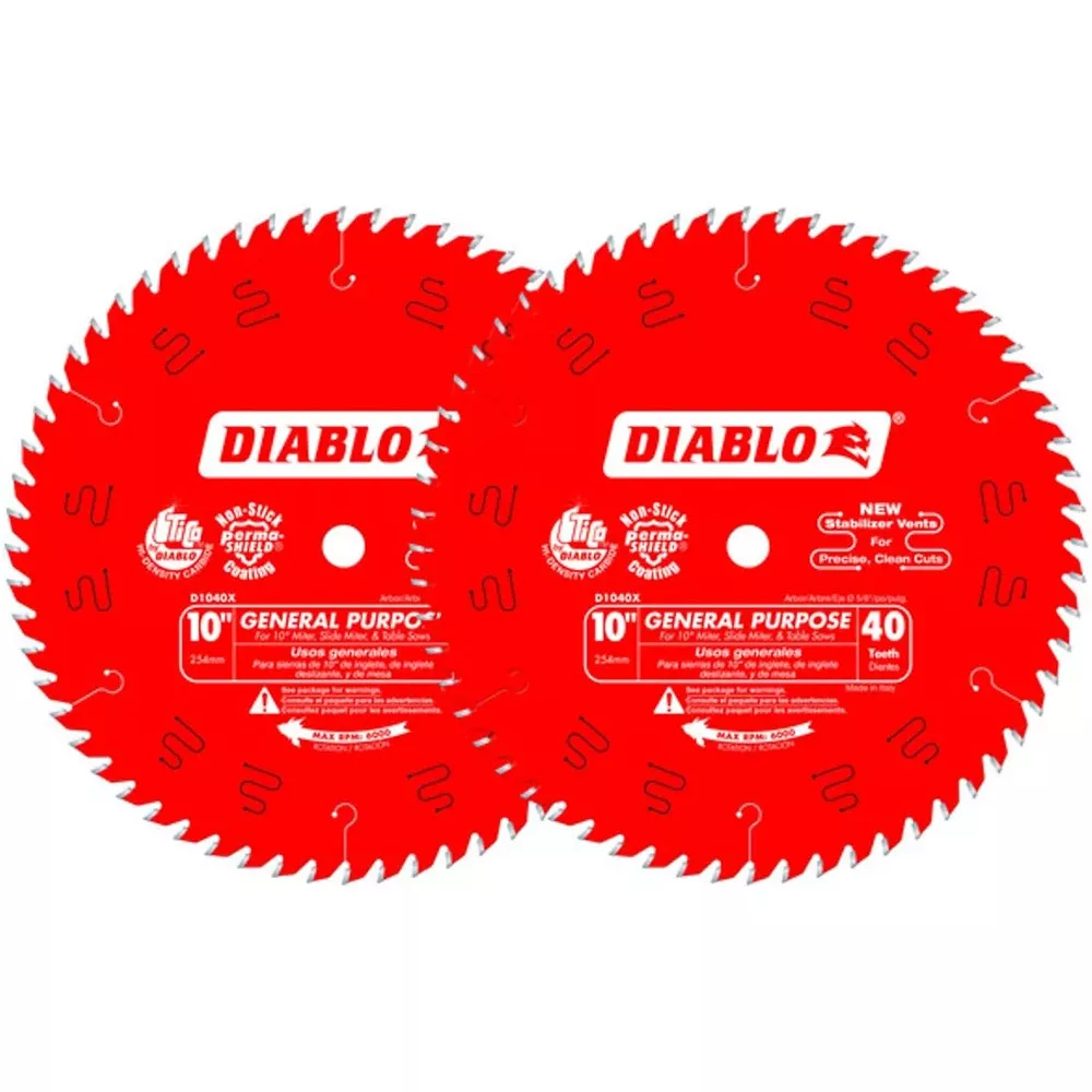 Freud Diablo Blades 10". x 40-Tooth General Purpose Circular Saw Blade Value Pack (2-Pack) D104040VP