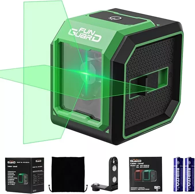 Green Laser Level with Self-leveling& Manual Mode Horizontal and Vertical Lazer Level with 360°Magnetic Bracket, 2xAA Batteries for Construction Home Decoration DIY etc.