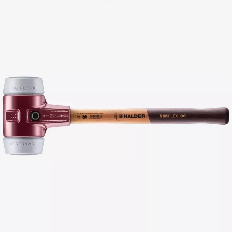 Halder Simplex Mallet with Non-Marring Grey Rubber Inserts and Cast Iron Housing, 3.15" / 96.83 oz.