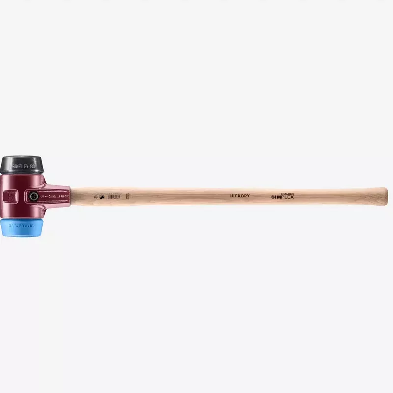 Halder Simplex Mallet with Soft Blue Rubber/Black Rubber Inserts and Cast Iron Housing, 3.15" / 100.18 oz.