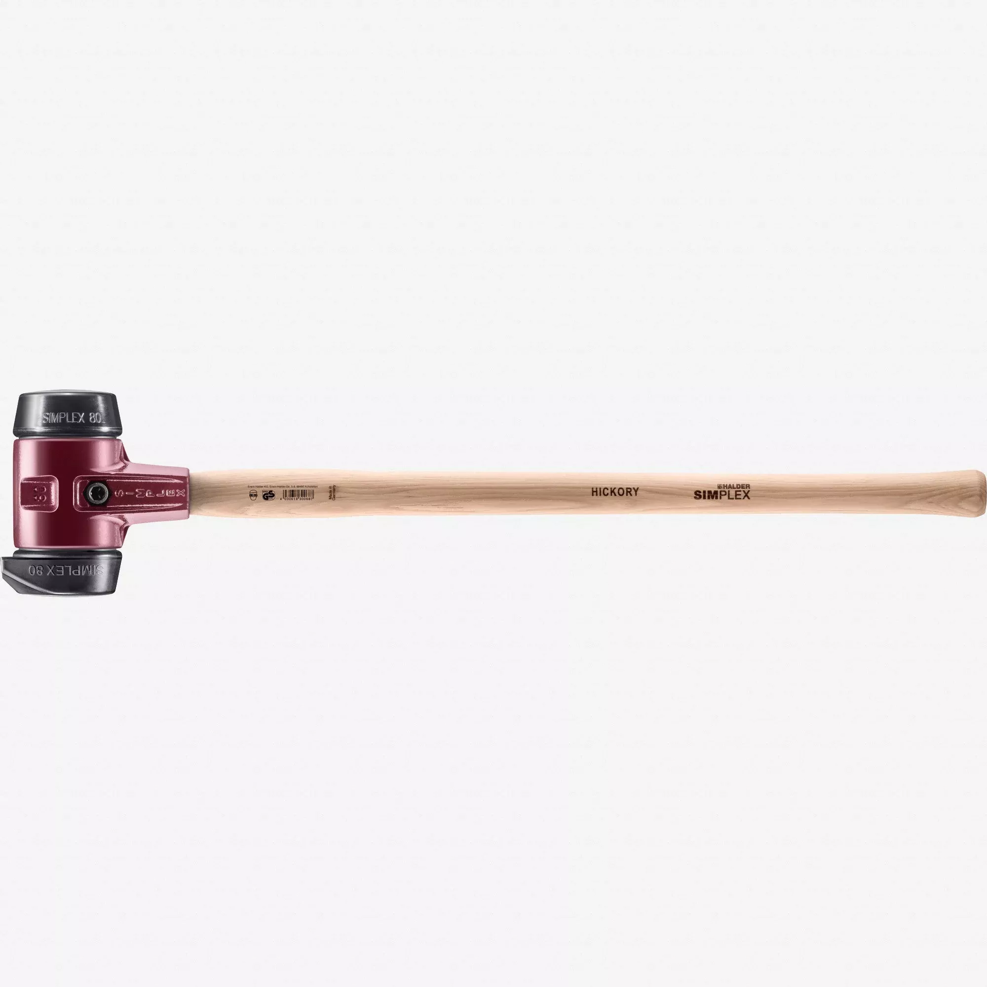 Halder Simplex Sledge Hammer with Black Rubber/STAND-UP Black Rubber Inserts and Cast Iron Housing, 3.15" / 117.11 oz.