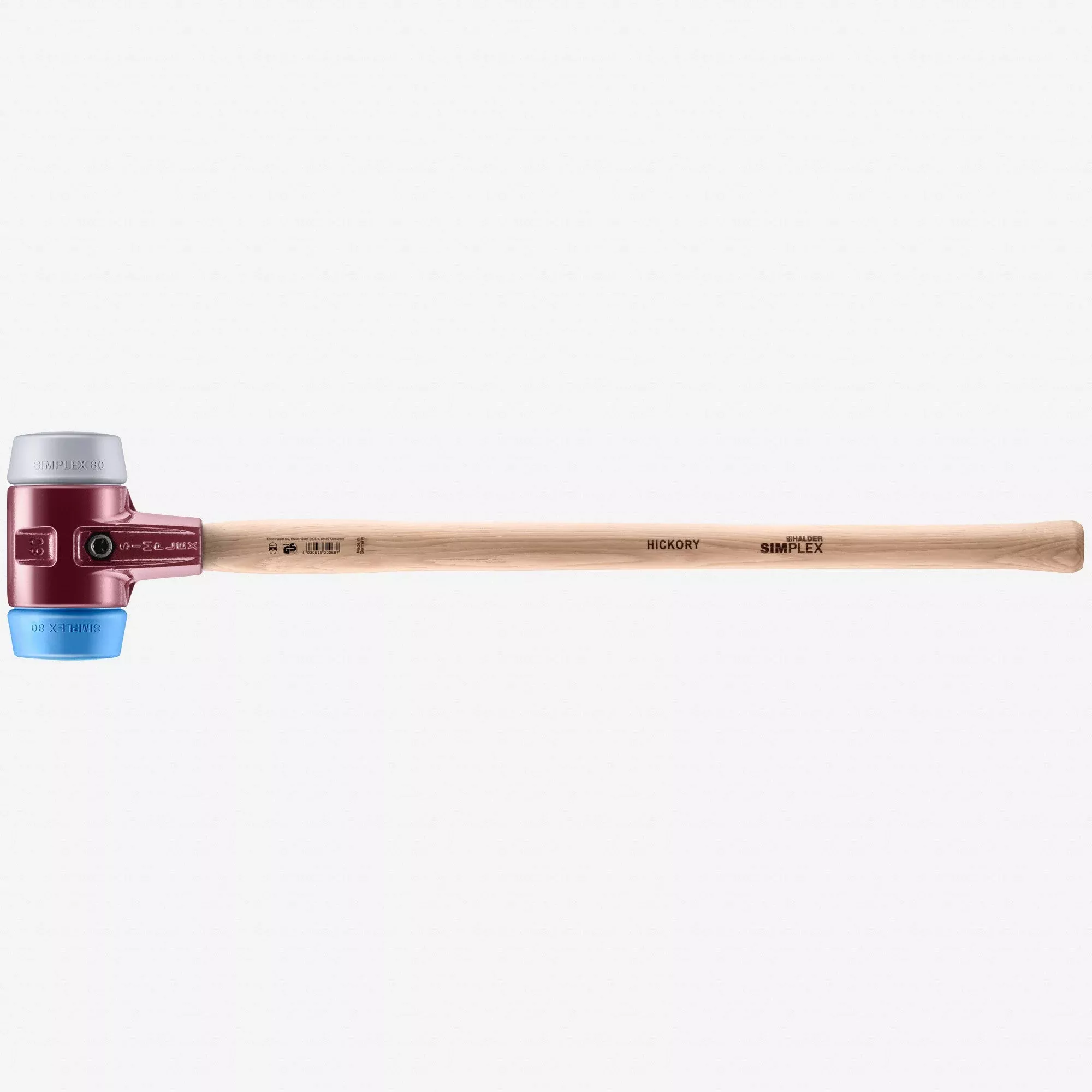 Halder Simplex Sledge Hammer with Soft Blue Rubber/Grey Rubber Inserts and Cast Iron Housing, 3.15" / 110.23 oz.