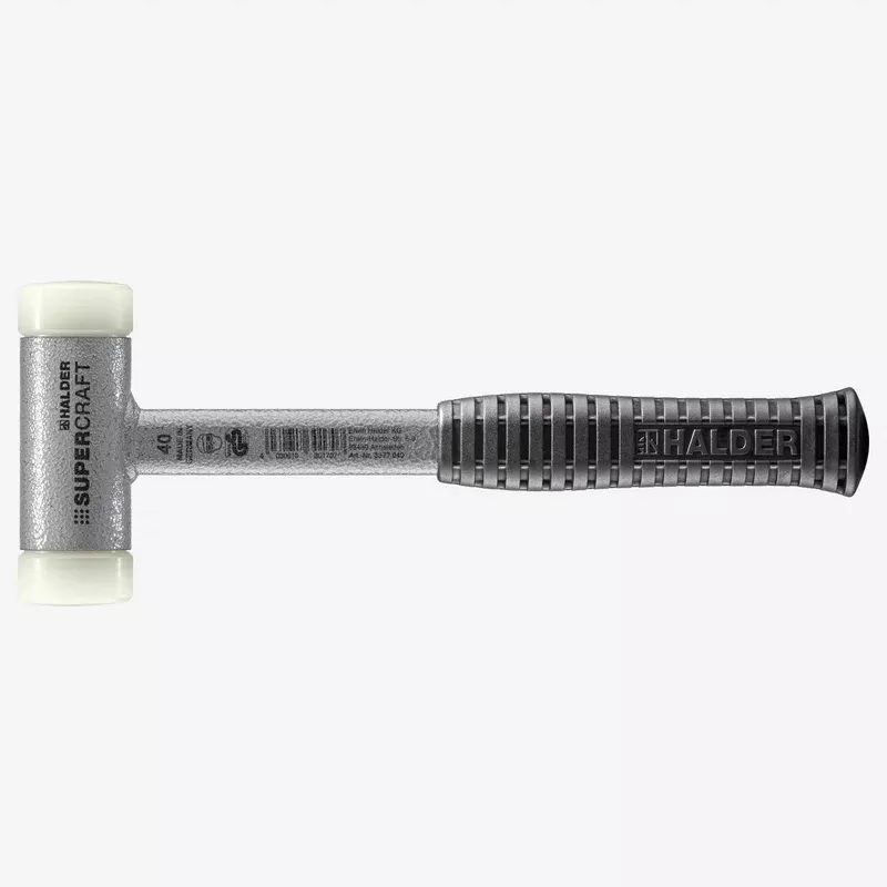 Halder Supercraft Dead Blow, Non-Rebounding Mallet with Nylon Face Inserts and Steel Housing, Fiberglass Handle, 2.36" / 56.44 oz.