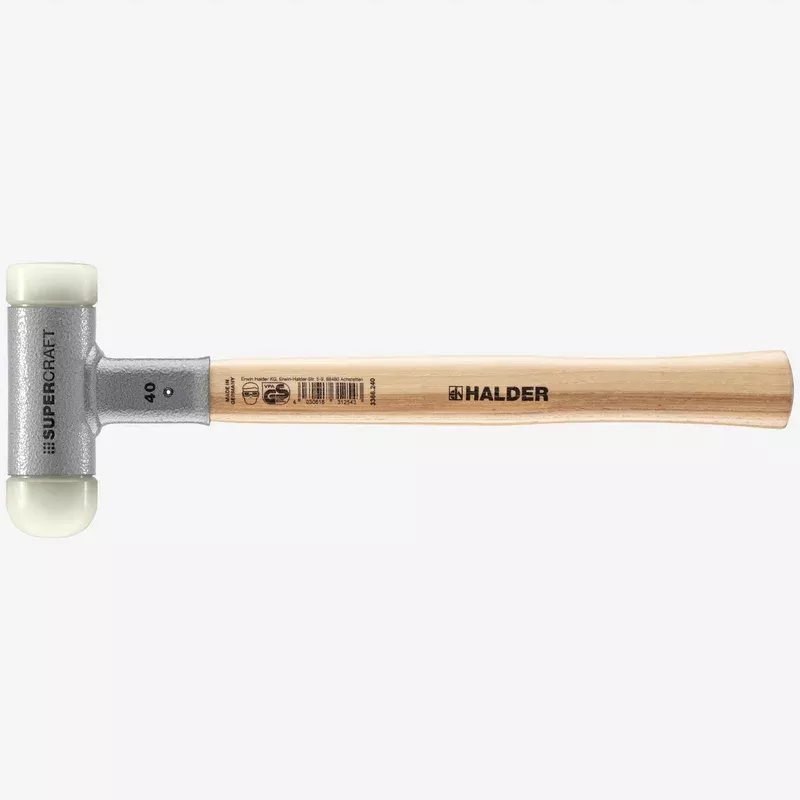 Halder Supercraft Dead Blow, Non-Rebounding Mallet with Rounded + Flat Nylon Face Inserts and Steel Housing, 1.57" / 25.22 oz.