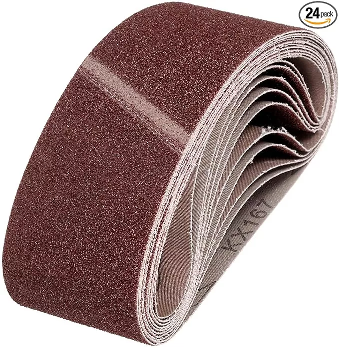 HARFINGTON 3 x 18 Inch Sanding Belts, 24 Pcs 60 Grits Aluminum Oxide Abrasive Belt Sander File Belt for Woodworking, Metal Polishing, Knife Sharpener
