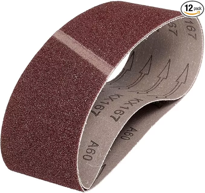HARFINGTON 3 x 21 Inch Sanding Belts, 12 Pcs 60 Grits Aluminum Oxide Abrasive Belt Sander File Belt for Woodworking, Metal Polishing, Knife Sharpener