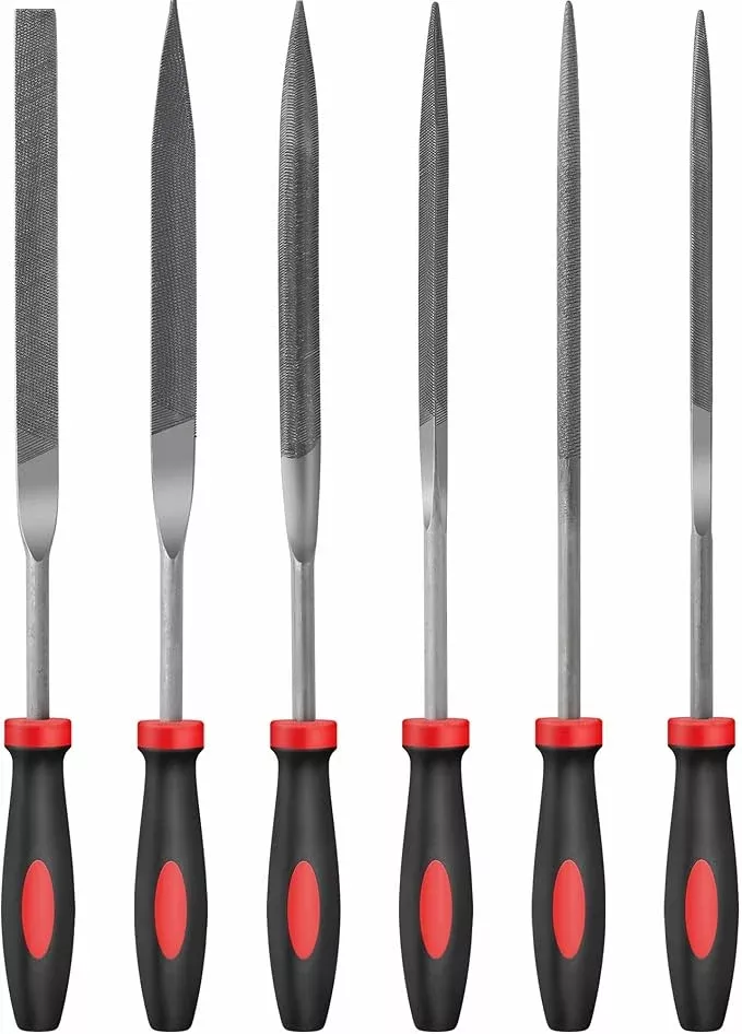 Hi-Spec 6pc Metal Small Needle Hand File Tool Set Kit. Fine Micro Steel Files. Flat, Half, Round & Triangle for Crafts, Metal & Wood Work.