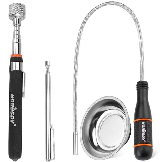HORUSDY 4-PIECE Telescoping Magnetic Pickup Tools Set - Extendable Magnetic Pick Up Tools，Flexible Bendable Spring Magnet Stick