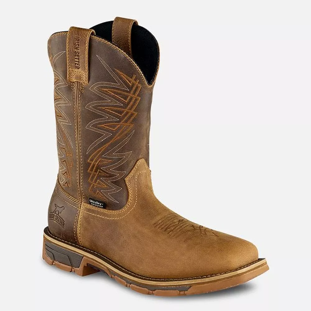 Irish Setter Boots Men's 11" Marshall Waterproof Leather Safety Toe Pull-On Boot - Brown, Size 8 83912-D-080