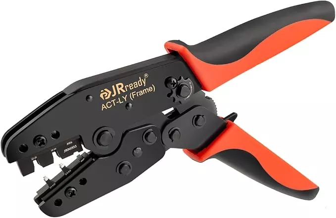 JRready ACT-LY-JRN003 Open Barrel Terminal full cycle ratcheting PremiumGrade Hand Crimping Tool, for Molex MLX (2.13mm) Pin and Socket Crimp Terminals 42023 40204 Series, 18-24 AWG