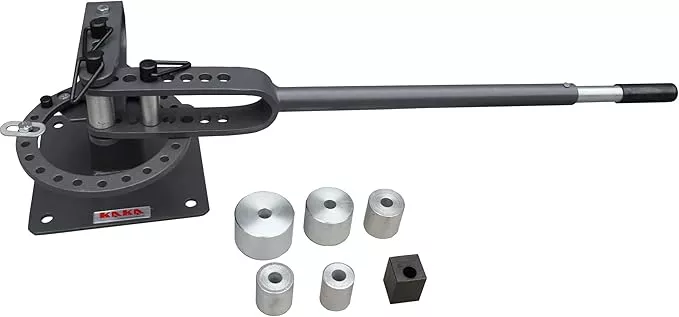 KAKA INDUSTRIAL Bench Top Metal Bender, Manual Flat Bar Bender with 7 Dies, Compact Metal Bender Machine YP-9