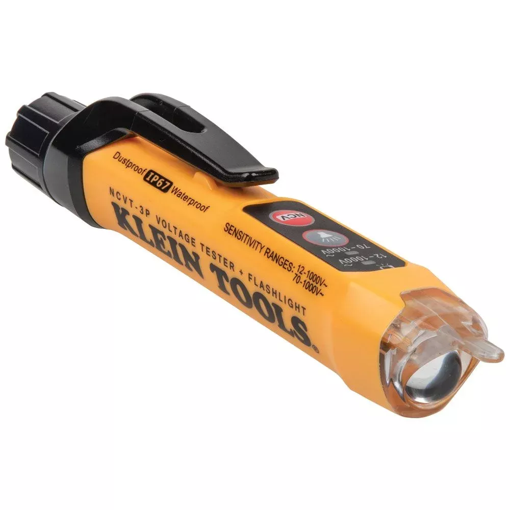 Klein Dual Range Non-Contact Voltage Tester with Flashlight, 12 - 1000V AC NCVT3P