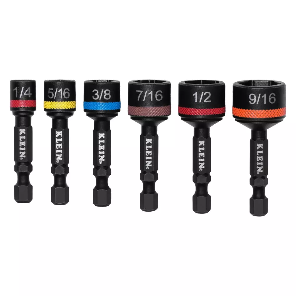 Klein Tools 2" Magnetic Power Nut Setters, SAE (6-Piece) 32926S