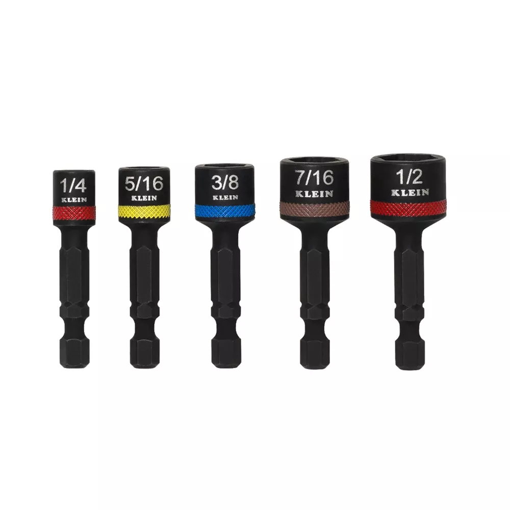 Klein Tools 2" Shaft Magnetic Power Nut Setters (5-Piece) 32925S