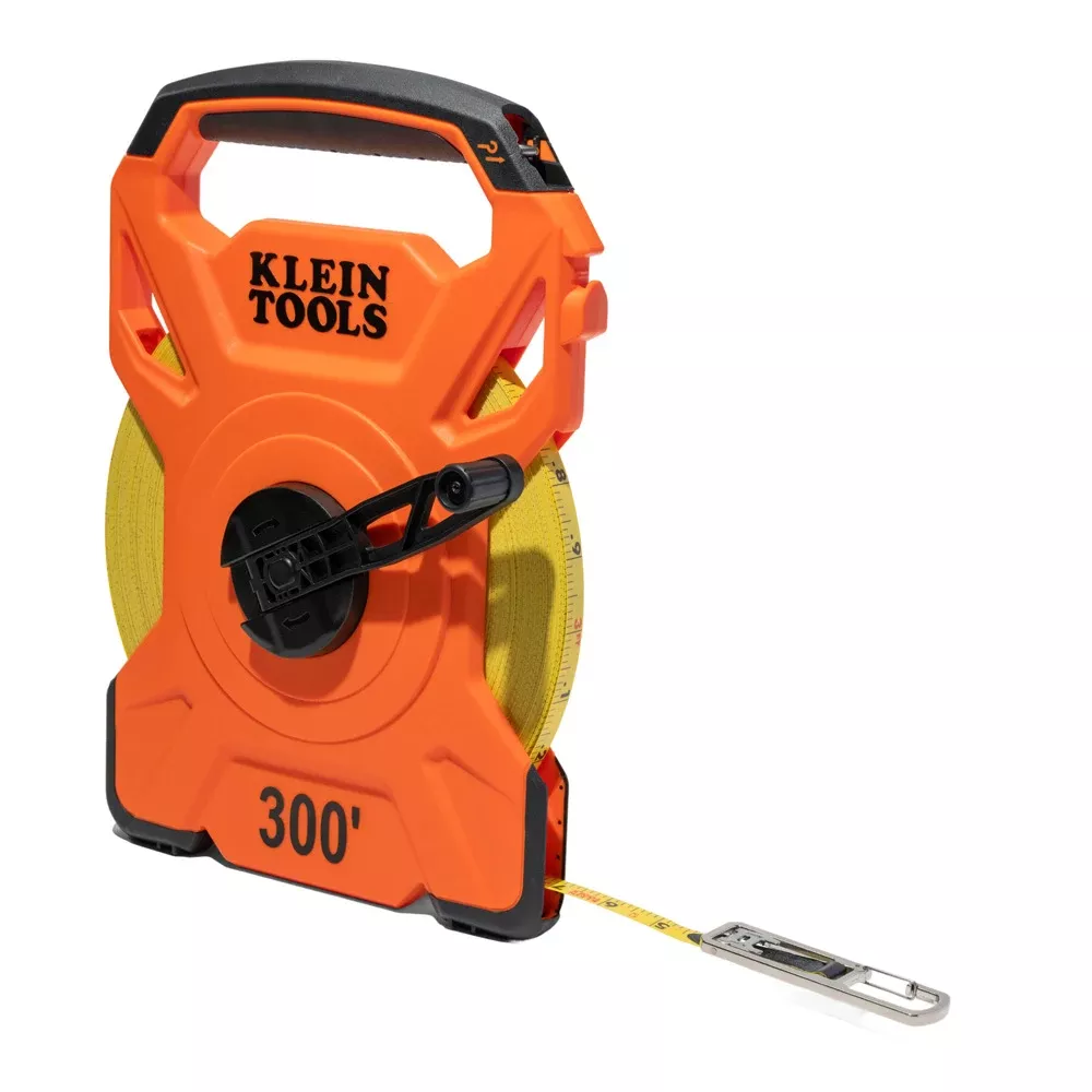 Klein Tools 300' Open Reel Tape Measure with Single Hook and Carabiner 94300RT
