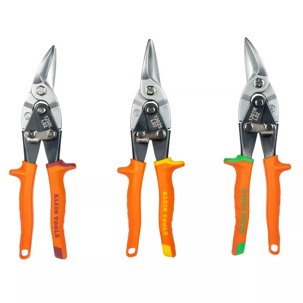Klein Tools Aviation Snips, Forged Steel Blade, Left, Right, Straight (3-Pack) 120AVSKIT