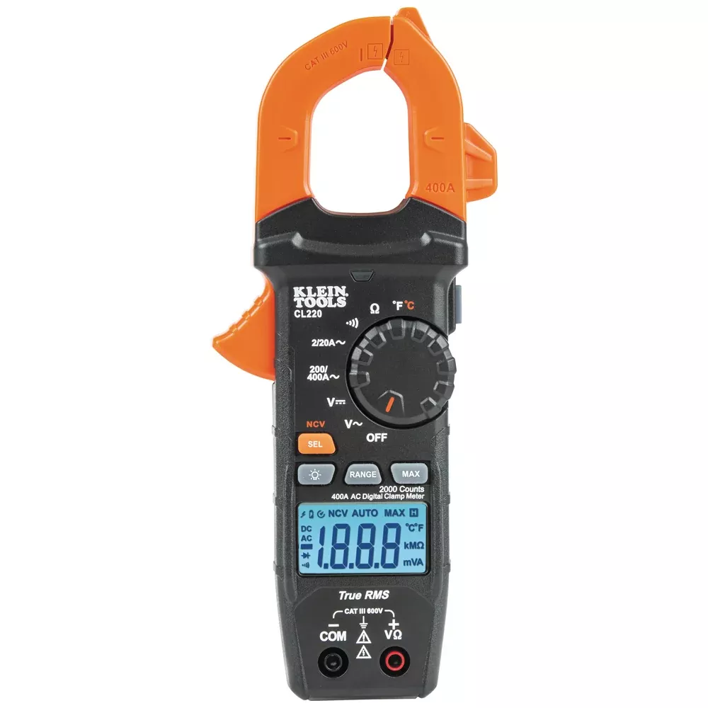 Klein Tools Digital Clamp Meter, AC Auto-Ranging 400 Amp w/ Temp