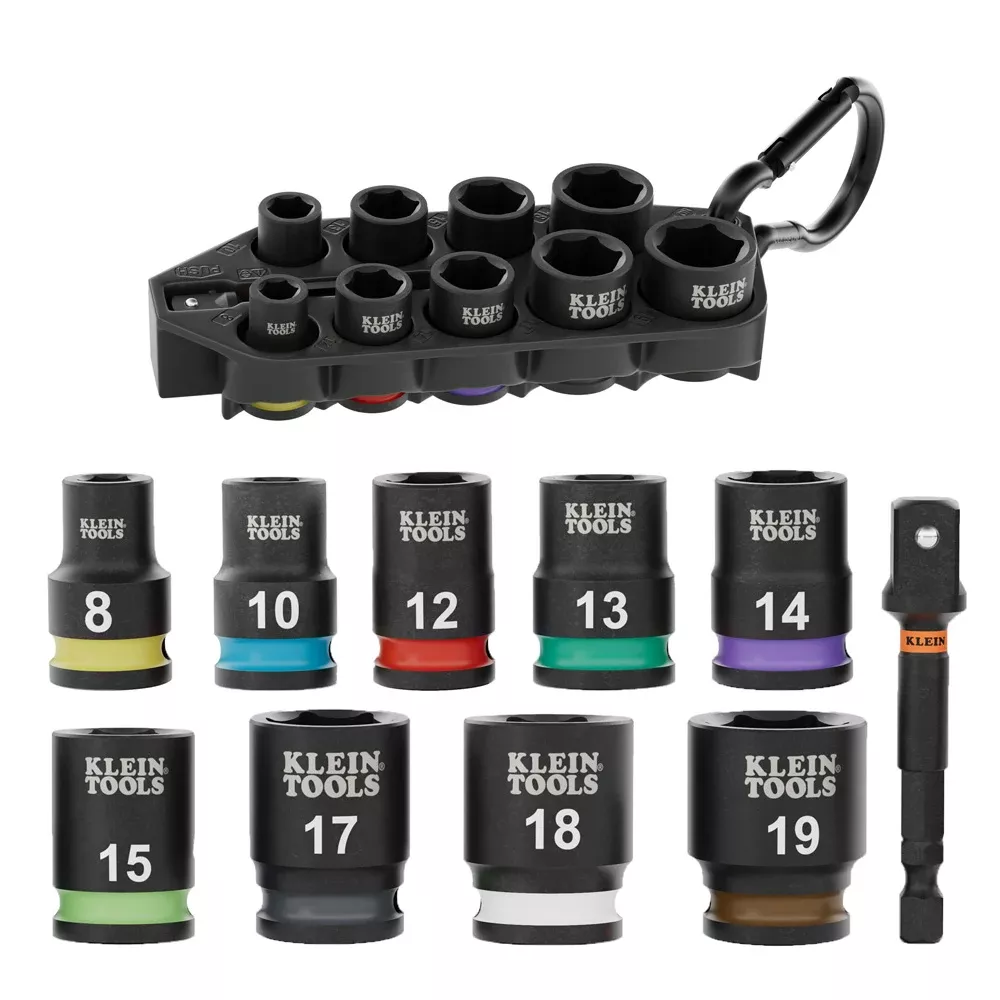 Klein Tools Grab-And-Go Impact Socket Set, Metric (10-Piece) 33809M