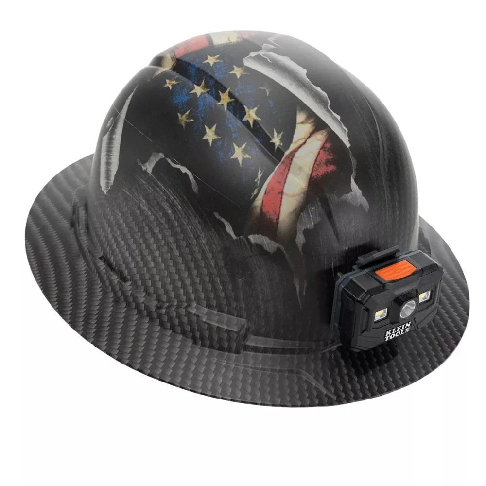 Klein Tools Hard Hat, Freedom Series KARBN™ Pattern, Non-Vented Full Brim, Class E 60346FS