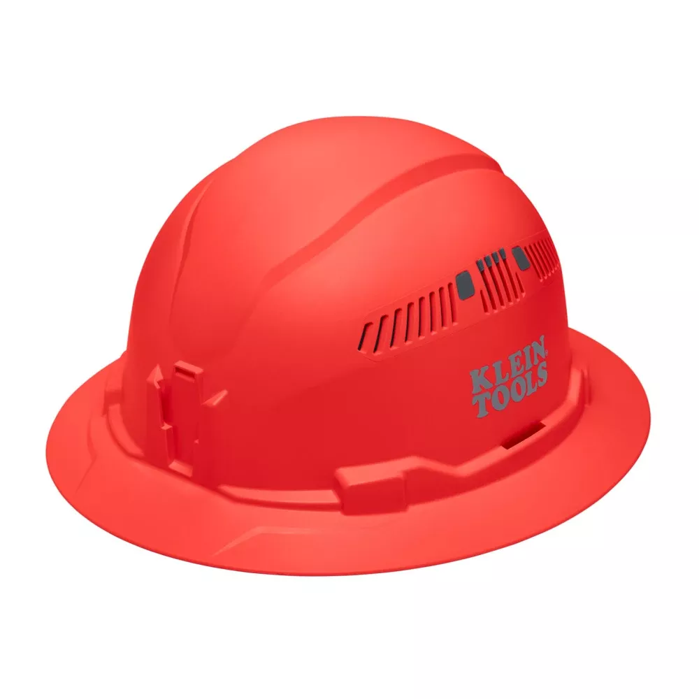 Klein Tools Hard Hat, Vented, Full Brim Style, Orange 60861BR