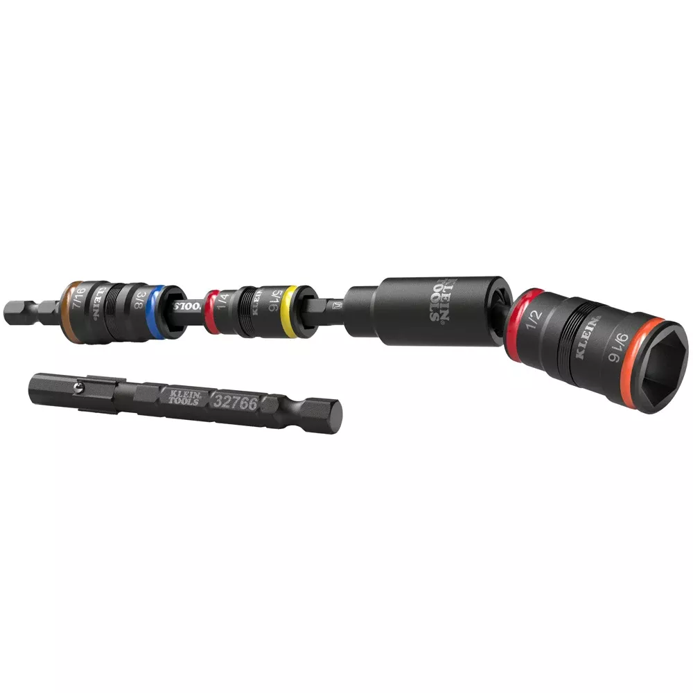 Klein Tools Impact Flip Socket Set With Swivel Adapter, 6 Piece 32984