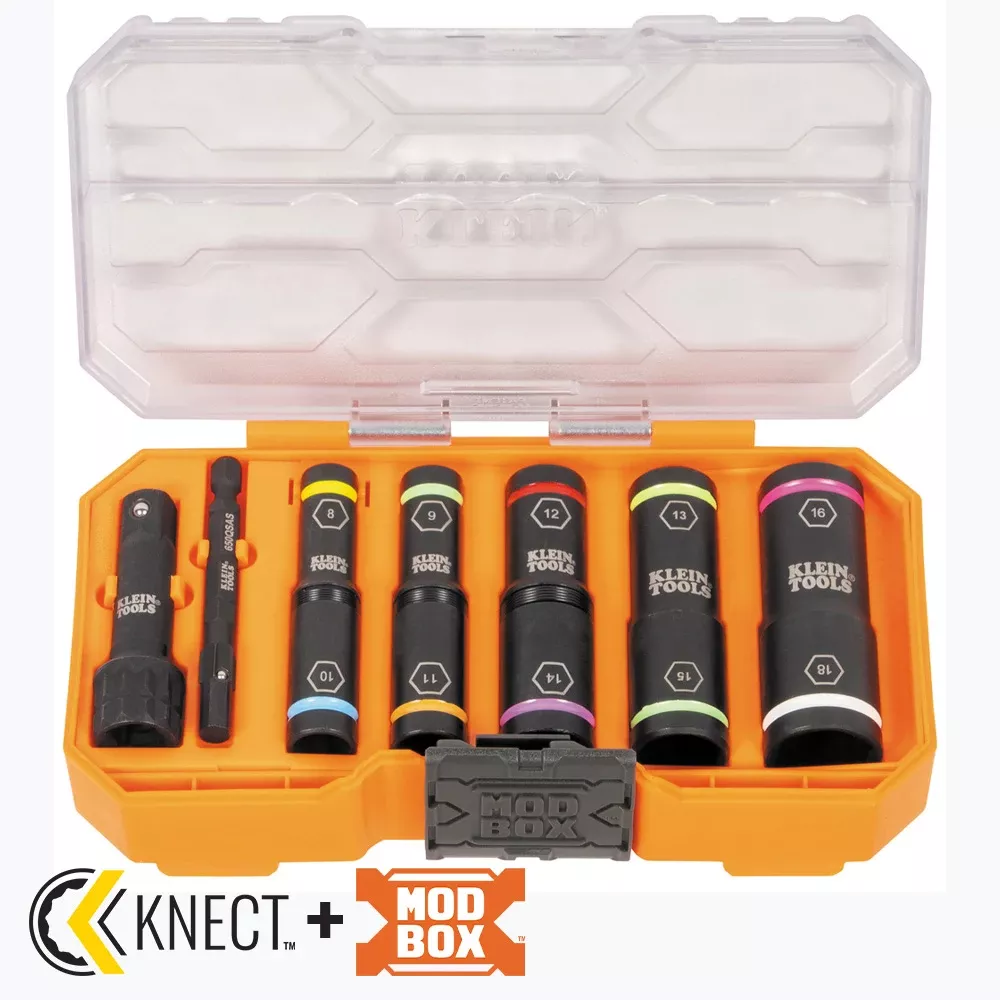 Klein Tools KNECT™ Flip-10 Heavy Duty Flip Impact Socket Set, Metric, 8-Piece 65619