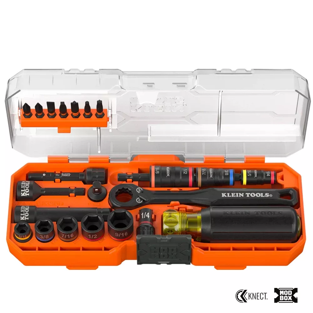 Klein Tools KNECT™ Pass-Through and Flip Socket Starter Set, SAE (23-Piece) 65301KNECT