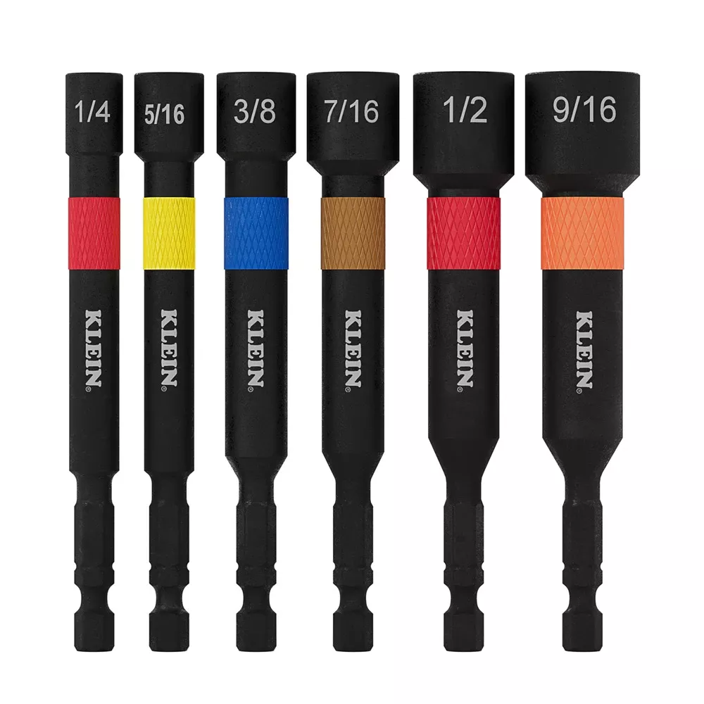 Klein Tools Magnetic Power Nut Setters, 4" Shaft, 6-Piece 32946S