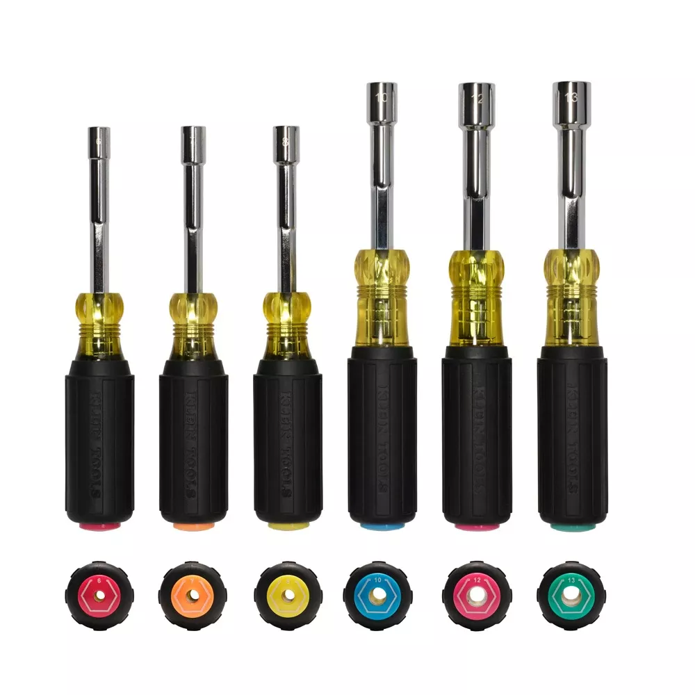 Klein Tools Metric Color-Coded Hollow-Shaft Heavy-Duty Nut Driver Set (6-Piece) 65456M