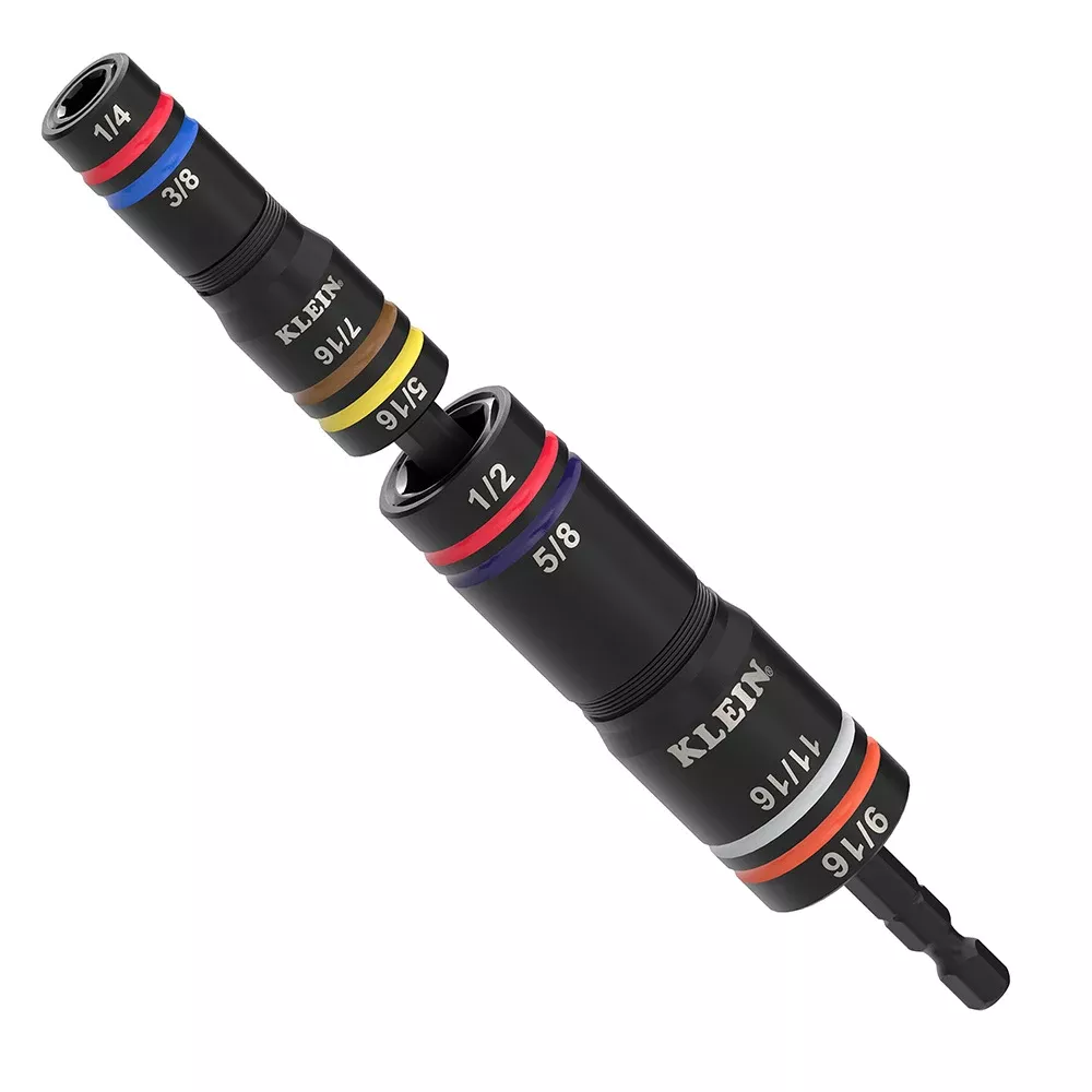 Klein Tools Quad-8 Deep-Well Heavy-Duty Impact Flip Sockets, SAE, 3-Piece 652QS