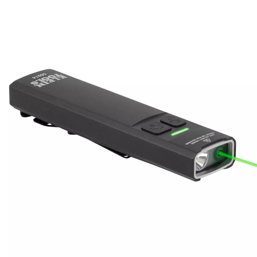 Klein Tools Rechargeable Slim-Profile LED Pocket Flashlight with Laser 56074