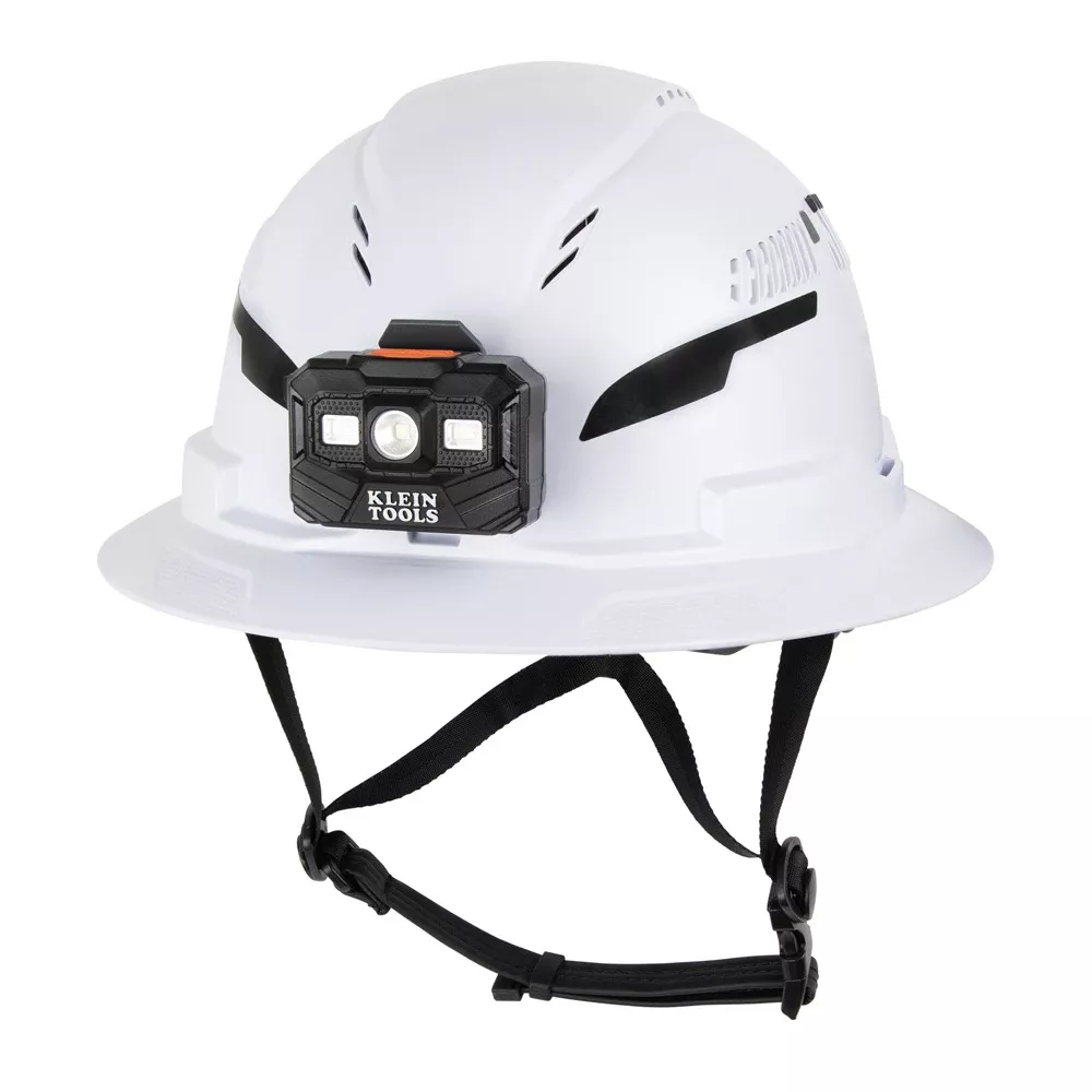 Klein Tools Type-2 Hard Hat, Vented Full Brim with Rechargeable Headlamp, White 60407T2RL