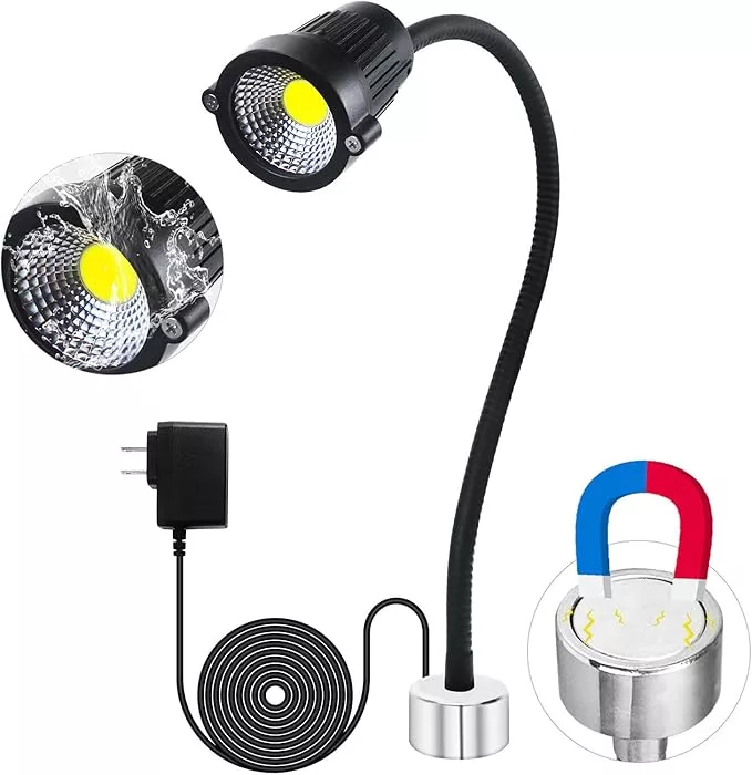 Magnetic Work Light, LED Work Light with Flexible Gooseneck and Magnetic Base, Shop Tool Lamp for Lathe, Work Bench, Sewing Machine,Grill,Industrial Lighting,10W,900Lumens,Black